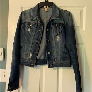 Distressed jean jacket